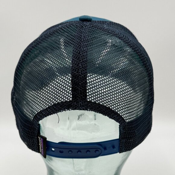 PATAGONIA Mesh Trucker Hat Mens One Size Trout Blue Teal Snapback Adjustable Cap - Picture 3 of 10
